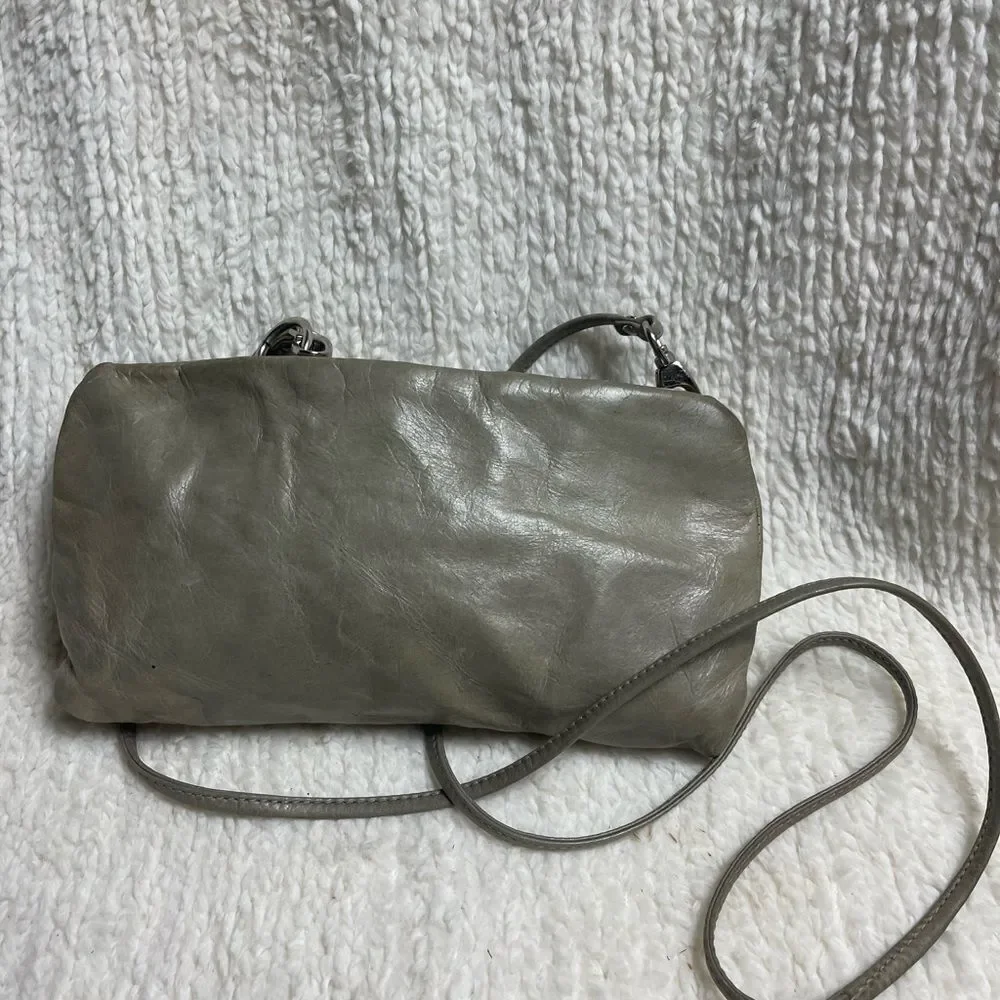 HOBO the original leather distress gray mini crossbody bag with detachable strap